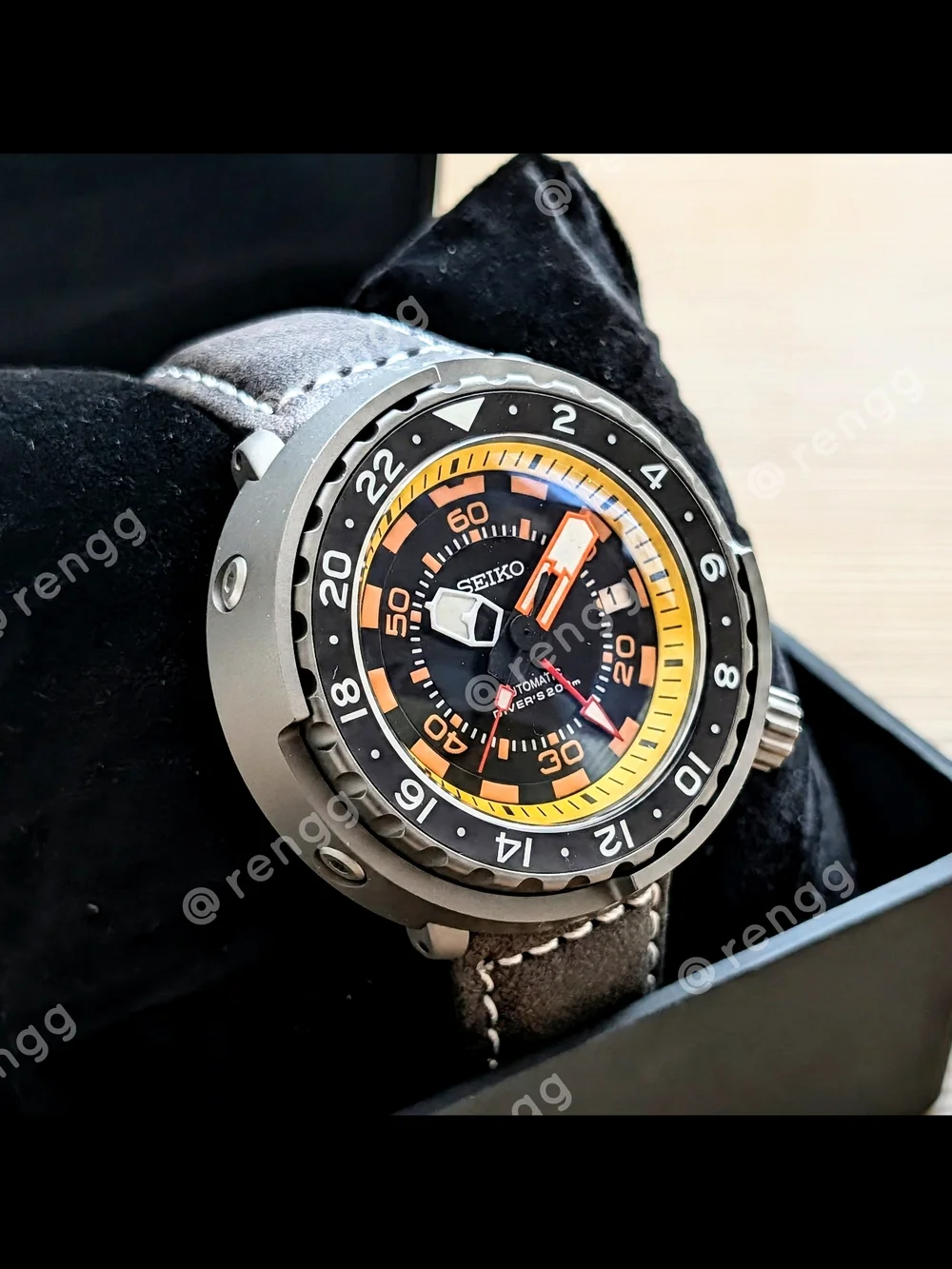 47mm Titanium GMT Tuna Canned Seiko Automatic Diver Mod Watch Black Yellow